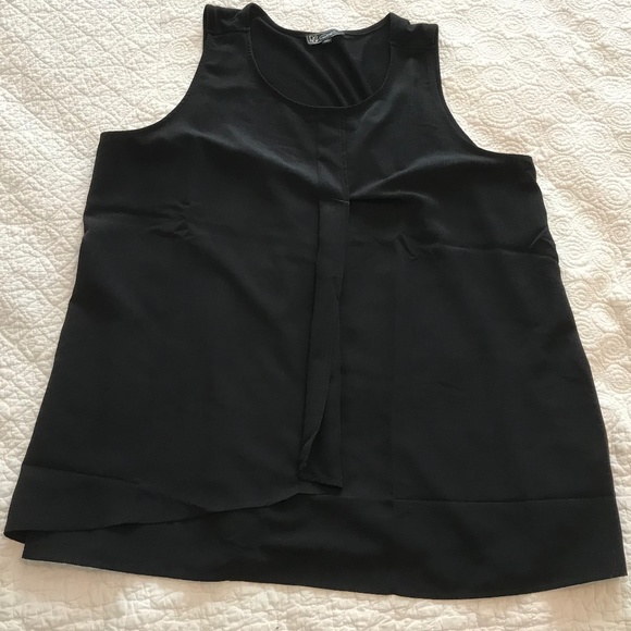 NWOT DG2 black double layer easy tank top with pleat detail (XL) - Picture 5 of 14